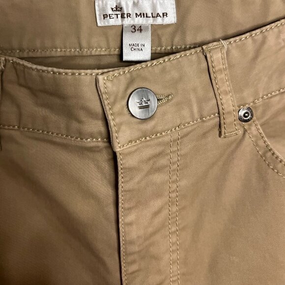 Peter Millar Men's Plain Front Khaki colored Jeans Size 34 x 27 - Picture 2 of 9